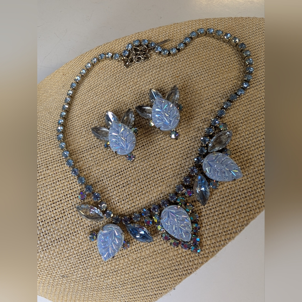 Vintage Necklace By Juliana Ice Blue And Silver With Earrings 165$